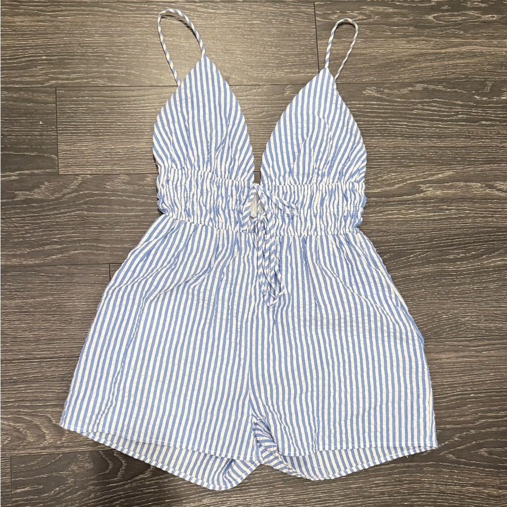 ILLA ILLA Blue and White Striped Romper